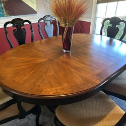 Macys Wood Dining Table Chairs & Sideboard