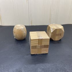 Bits & Pieces Wooden Geometric Brain Teaser Puzzles 3 NIB