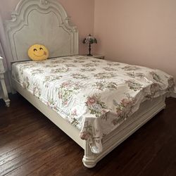 White Bed frame with bed mattress