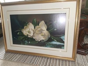 Magnolia Flower, Golden Frame