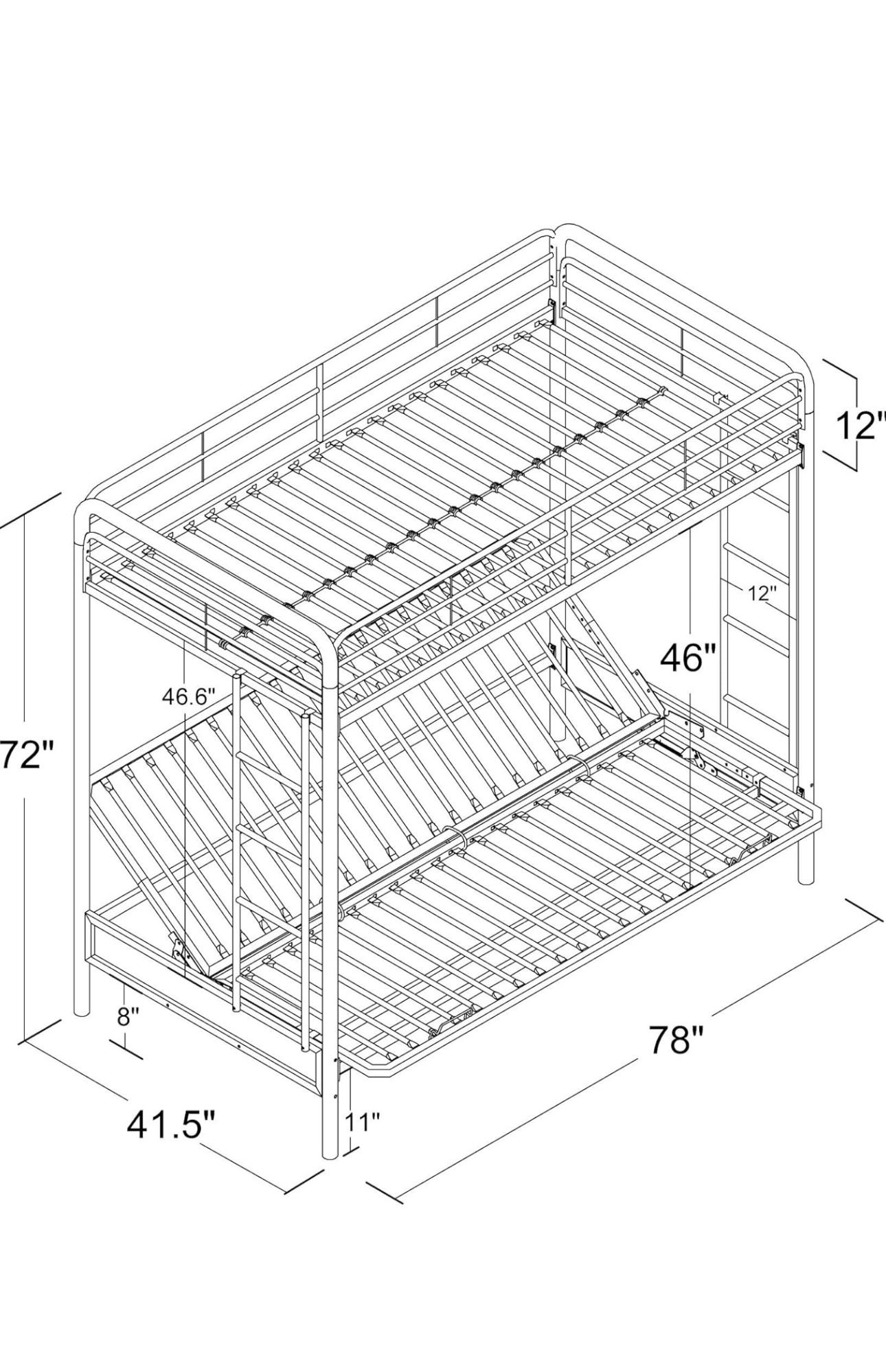 Twin bed with full futon couch/bed on the bottom