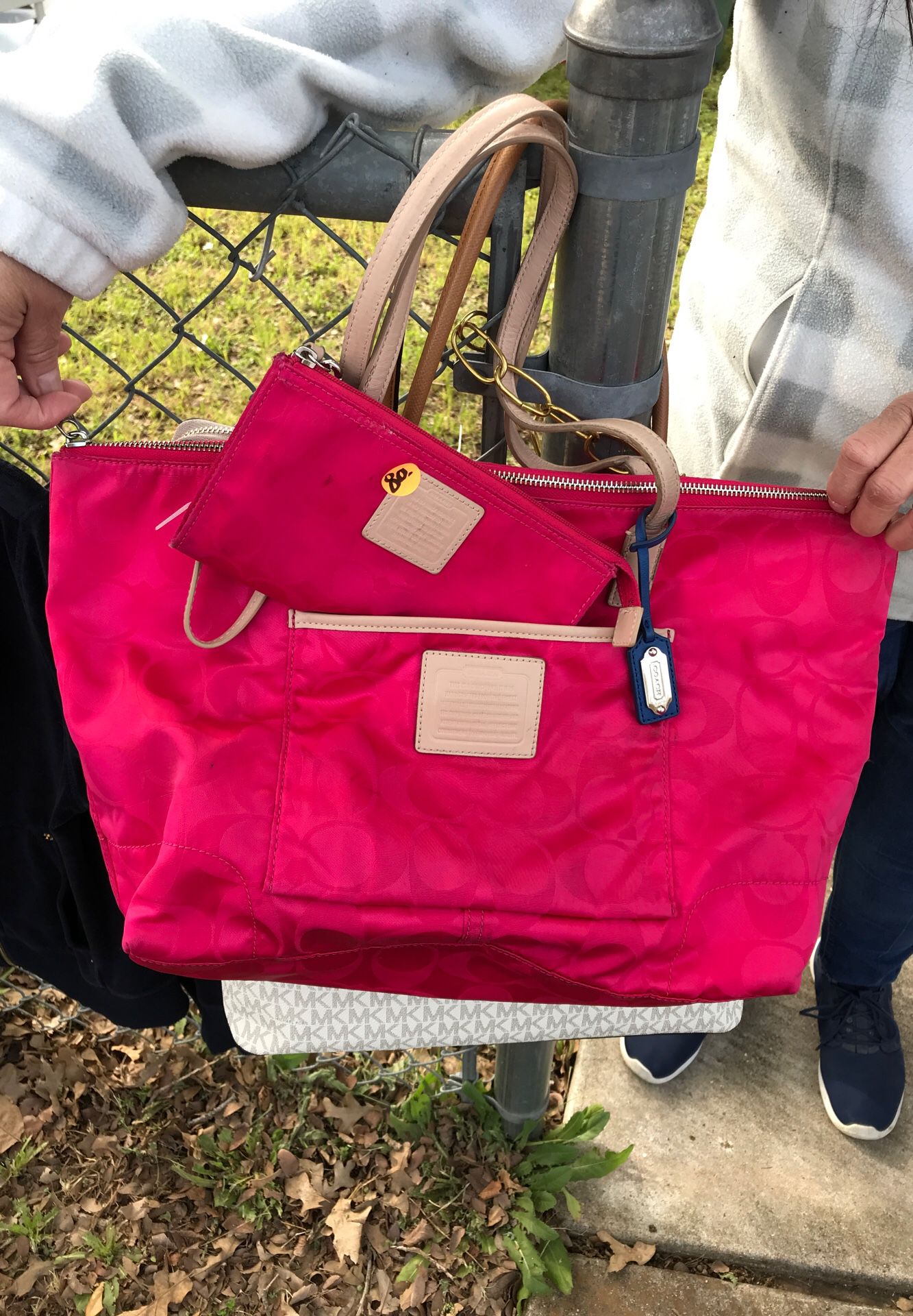 Pink Coach purse with wallet