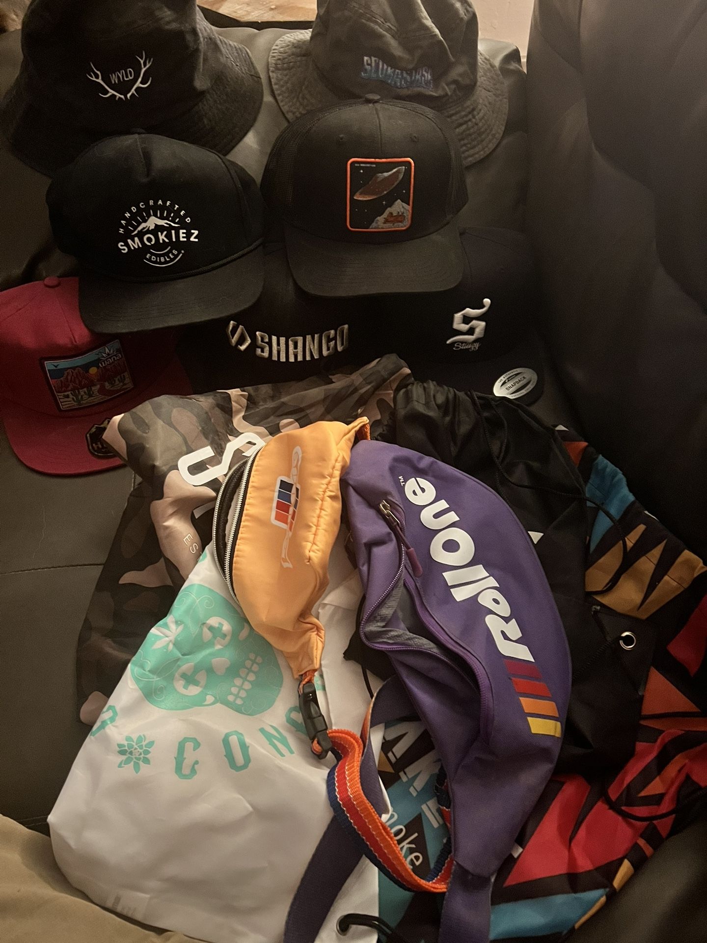 Hats And Drawstring Backpacks