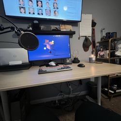 Ikea Oak and White Bekant Adjustable Desk 60in x 30in