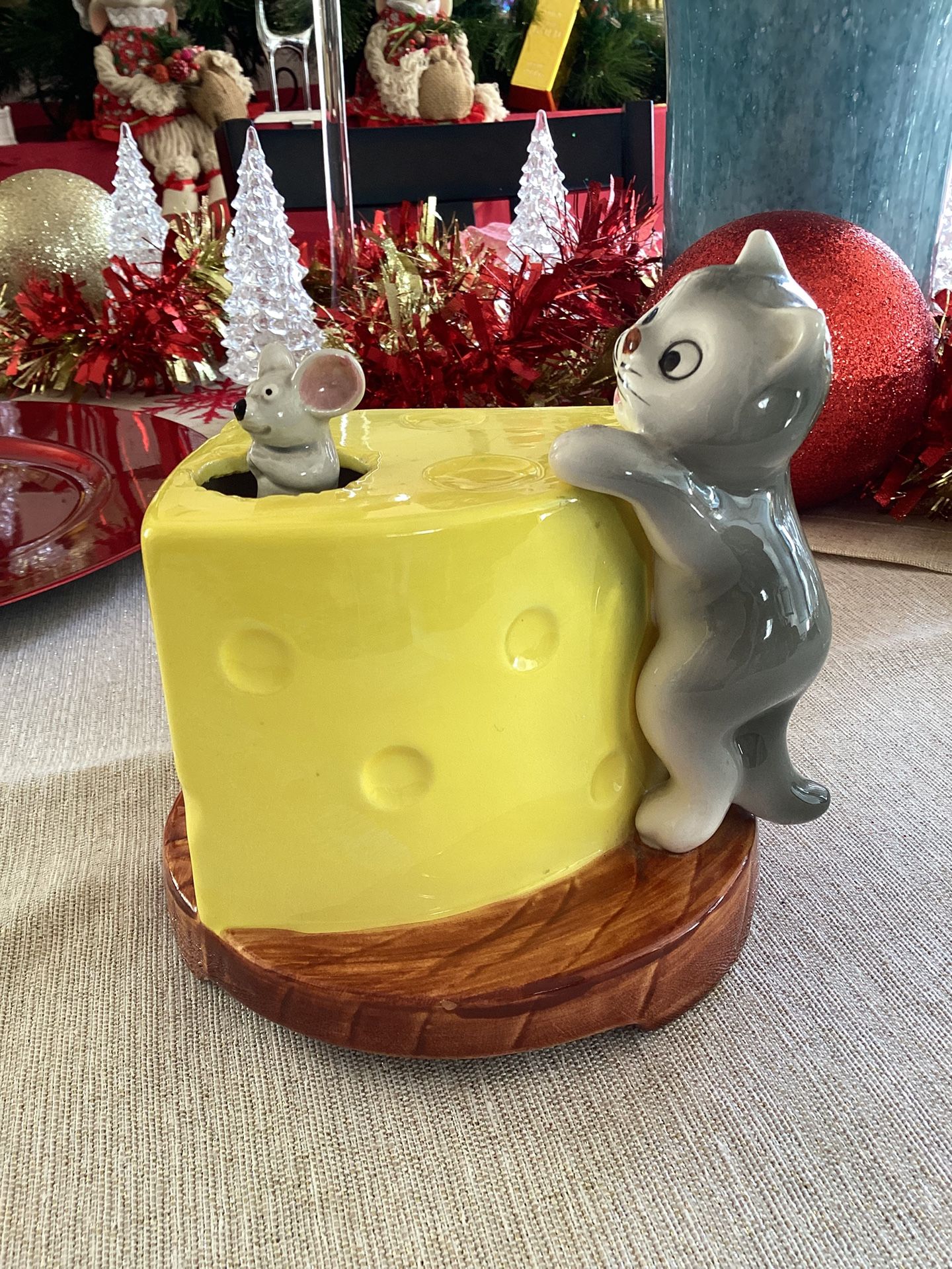 Vintage Otagiri Cat And Mouse Music Box 1979 Plays “I Will Wait For You “