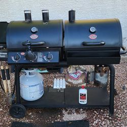 Bbq Char-Griller Duo Black Gas and Charcoal Combo Grill with Side Burner