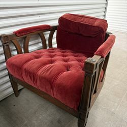 Pair of Vintage A. Brandt Barrel-Back Lounge Chairs – Red Velvet