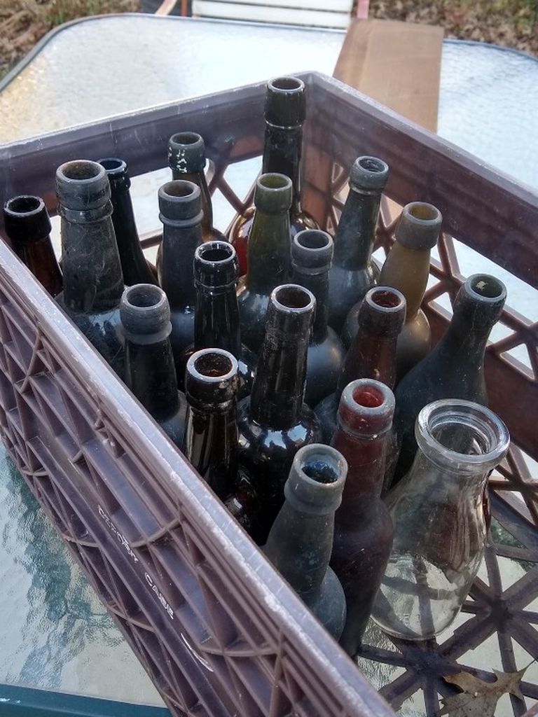 Lot Of Old Wine Bottles