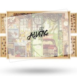 rotating puzzle board with drawers and cover