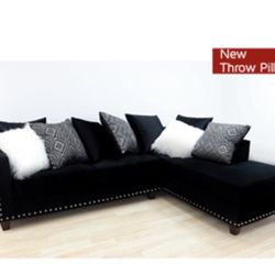 Gorgeous Black Colored Sectional with Studs