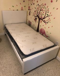 Twin size bed Frame with mattress and All new furniture free delivery free installation