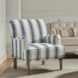 Imperia Navy Armchair with Turned Legs and Nailhead Trim