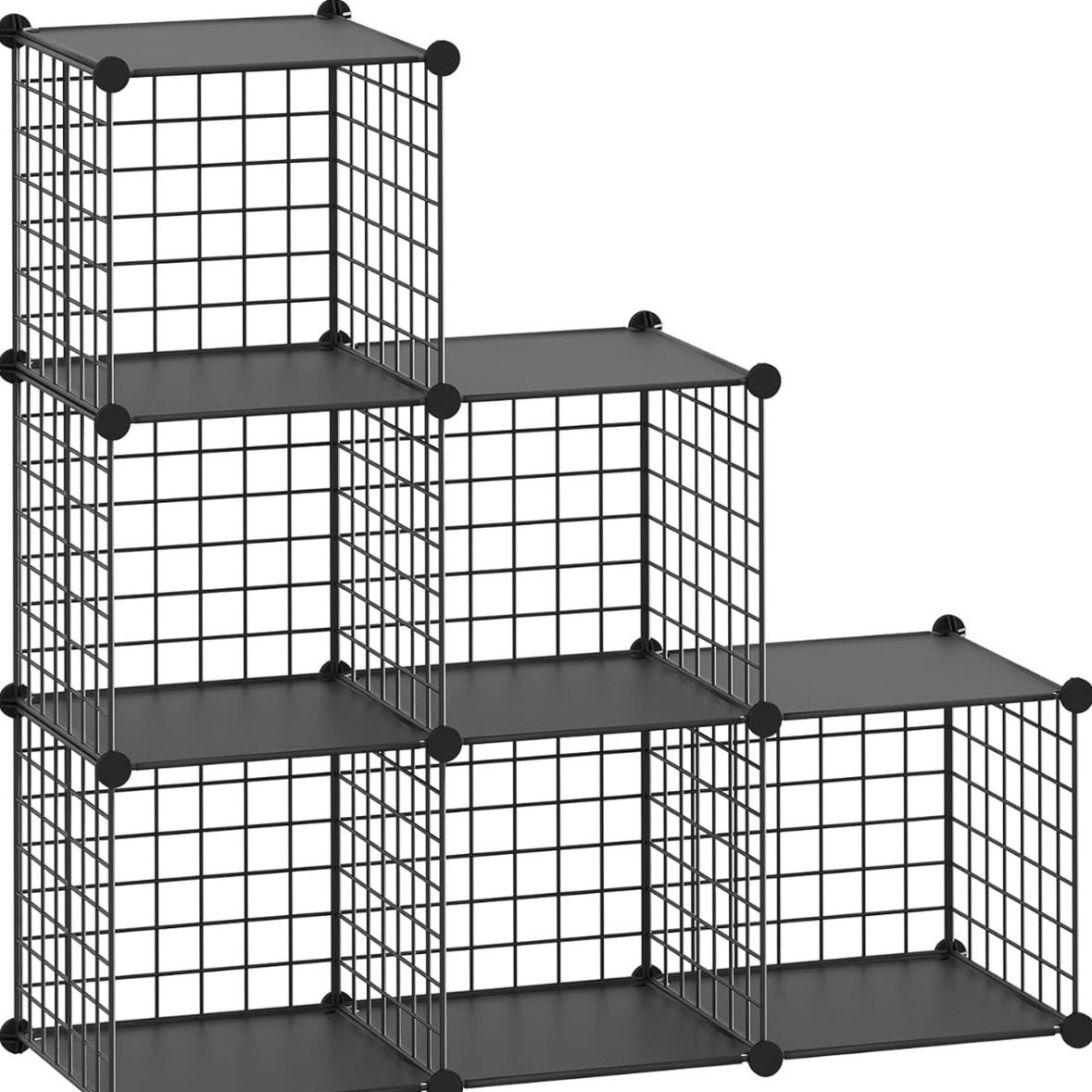 Wire Cube Storage Organizer, 6-Cube Metal Grids Storage Shelf, Closet Cabinet, DIY Plastic Cube Bookcase Modular Closet Cabinet for Bedroom, Living Ro