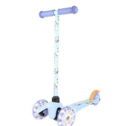 Bluey Light Up Wheel Tilt and Turn Toddler Scooter, 3 Wheel Kick Scooter for Kids Ages 3+, Blue