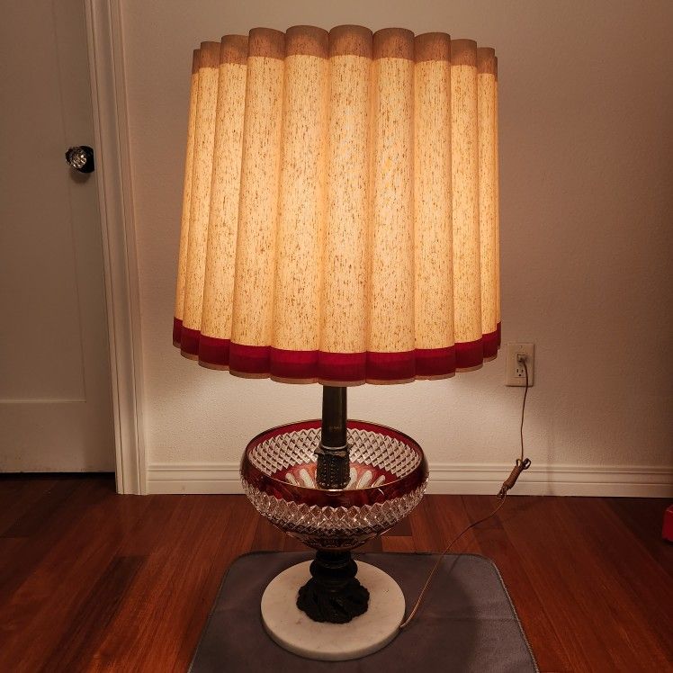 Vintage DRESDEN TYPE CRYSTAL BOWL LAMP