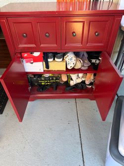 Red wood cabinet
