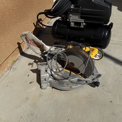 Portable electric Air compressor and dewault table saw