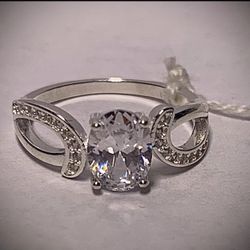 Real 925 Sterling Silver Bridal Ring Size 7
