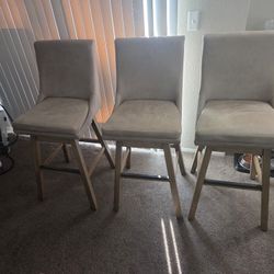 3 Beautiful Suede Bar Stools 
