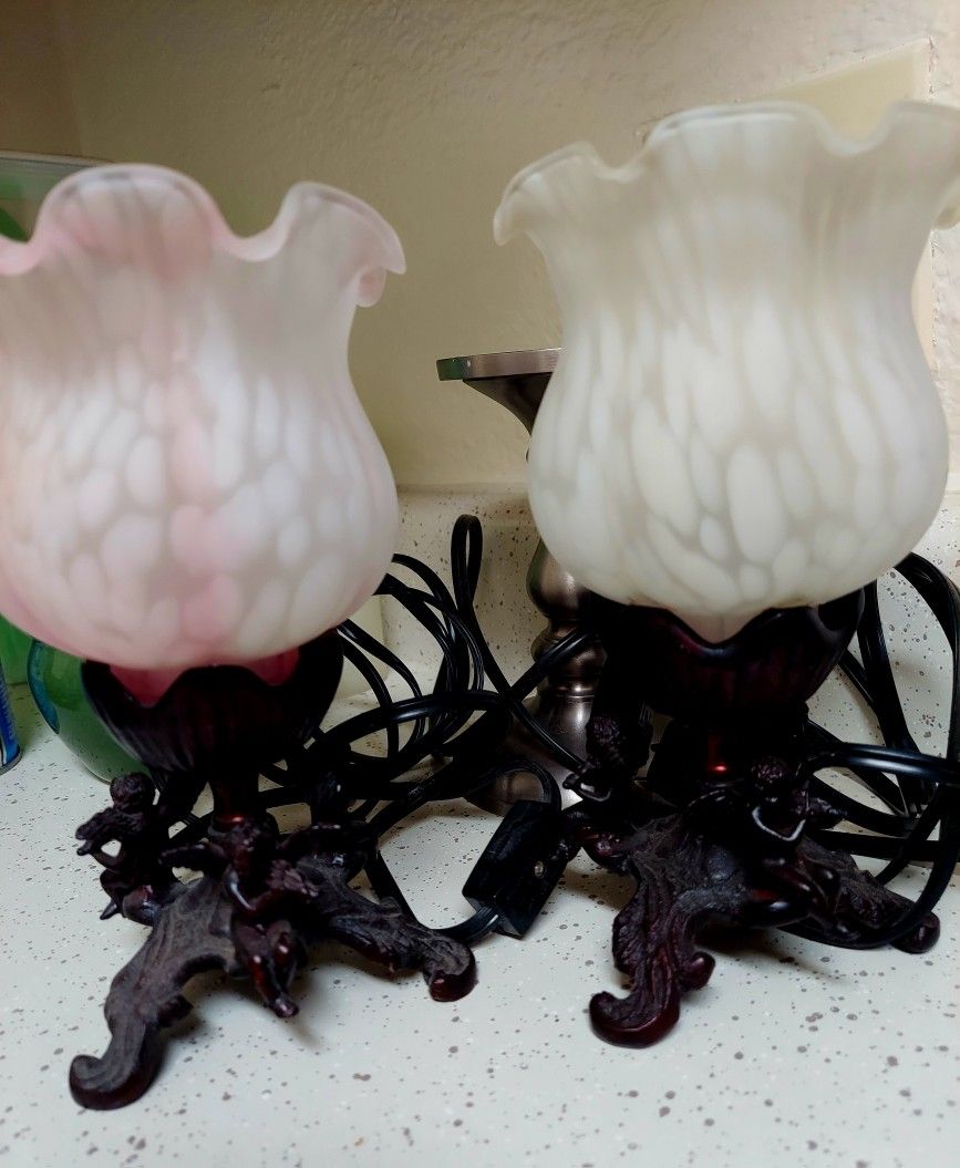 Antique Cherrub Lamps (2)