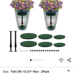 2 Pack Adjustable Height Plant Risers for Inside Pots, 12-21" Planter Inserts for Large Pots, Pot Fillers for Tall Square Round Taper Planters (6" 8" 