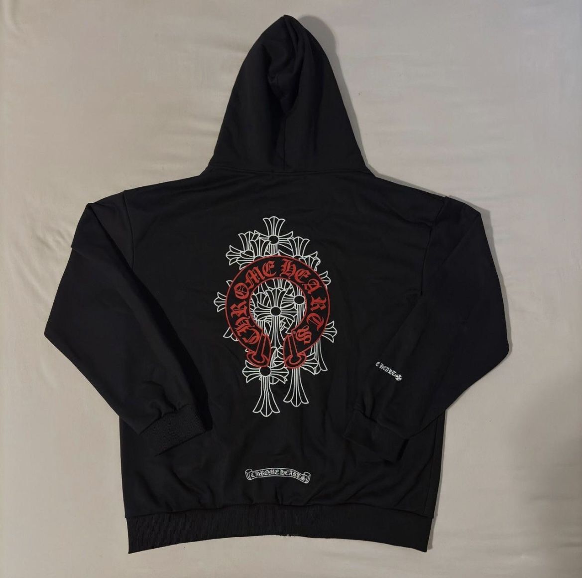Black and red Brand new chrome hearts hoodie. Size medium
