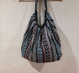 Tribe Azure Fair Trade Womens Banana Hobo Bag Handmade Jacquard Boho XL Tote Hippie