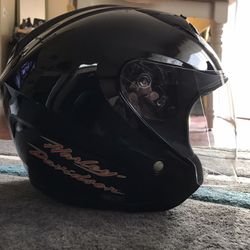 Harley Davidson Motorcycle Half Helmet with visor.