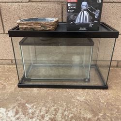 Double Reptile Tank With Water Bowl And New Lamp For Reptiles Or Animals 
