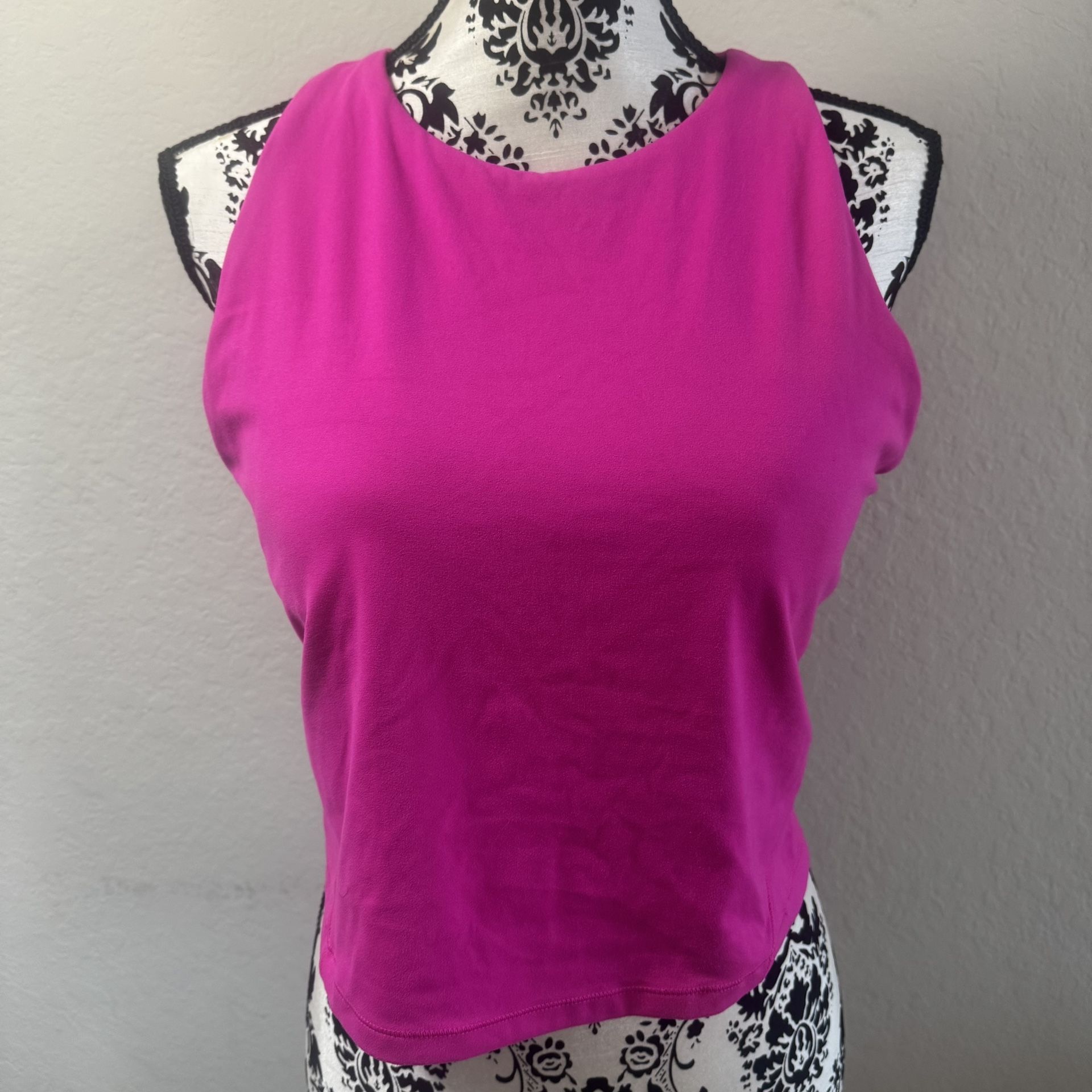 All in Motion Crop Top Sports Bra Built-In Bra Padded High Neck Pink Size XXL