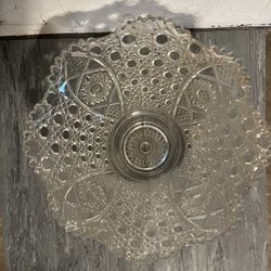 Vintage Extra Large Clear Glass Punch Bowl “Daisy & Button” by  L.E. Smith