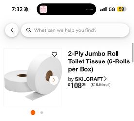 Skilcraft 2-Ply Jumbo Roll Toilet Tissue 6-Pack