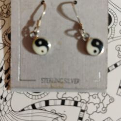 Sterling Silver 925 Yin Yang Earrings