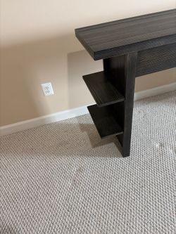 Solid Wood Foyer Table – Dark Wood Console with Side Shelves – Pickup in Gainesville