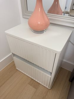Dripex Fluted Nightstand Set of 2, 22'' Wide Night Stand with 2 Large Drawers, Mid Century Modern Wood Bedside Table