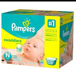 128 Pampers Swaddlers Newborn Disposable Diapers