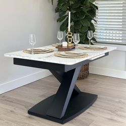 Modern  Marble White Dining Table Open Box