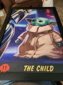 Used Mandalorian The Child #11  Framed Picture 22 1/2" wide x 30" high