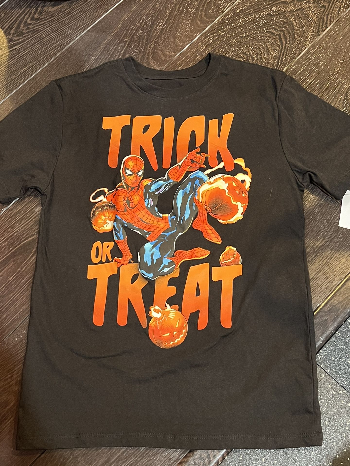 Marvel Spider-Man Spiderman Black Halloween T shirt size large youth Trick