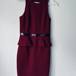 Armani exchange size 4 maroon or burgundy red peplum cocktail dress work