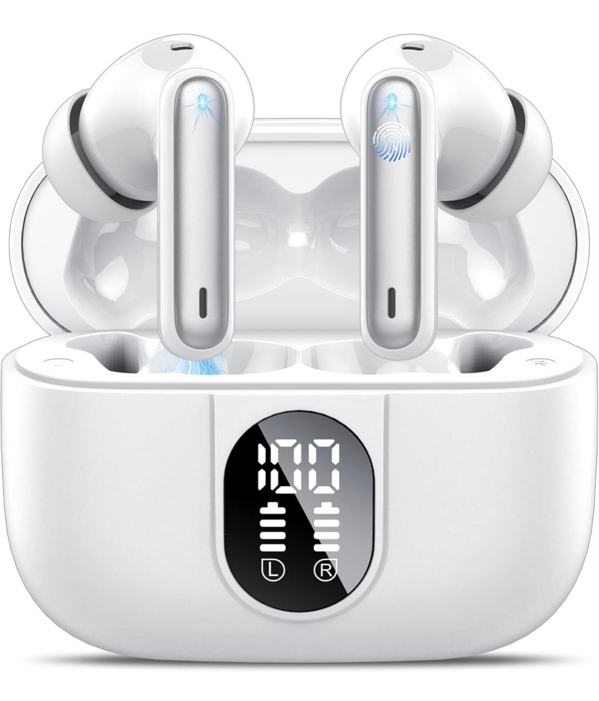 Wireless Earbuds Bluetooth Headphones 5.3 HiFi Stereo Earphones White New