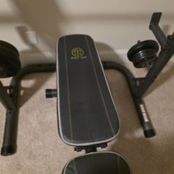 Golds Gym Bench and weights 
