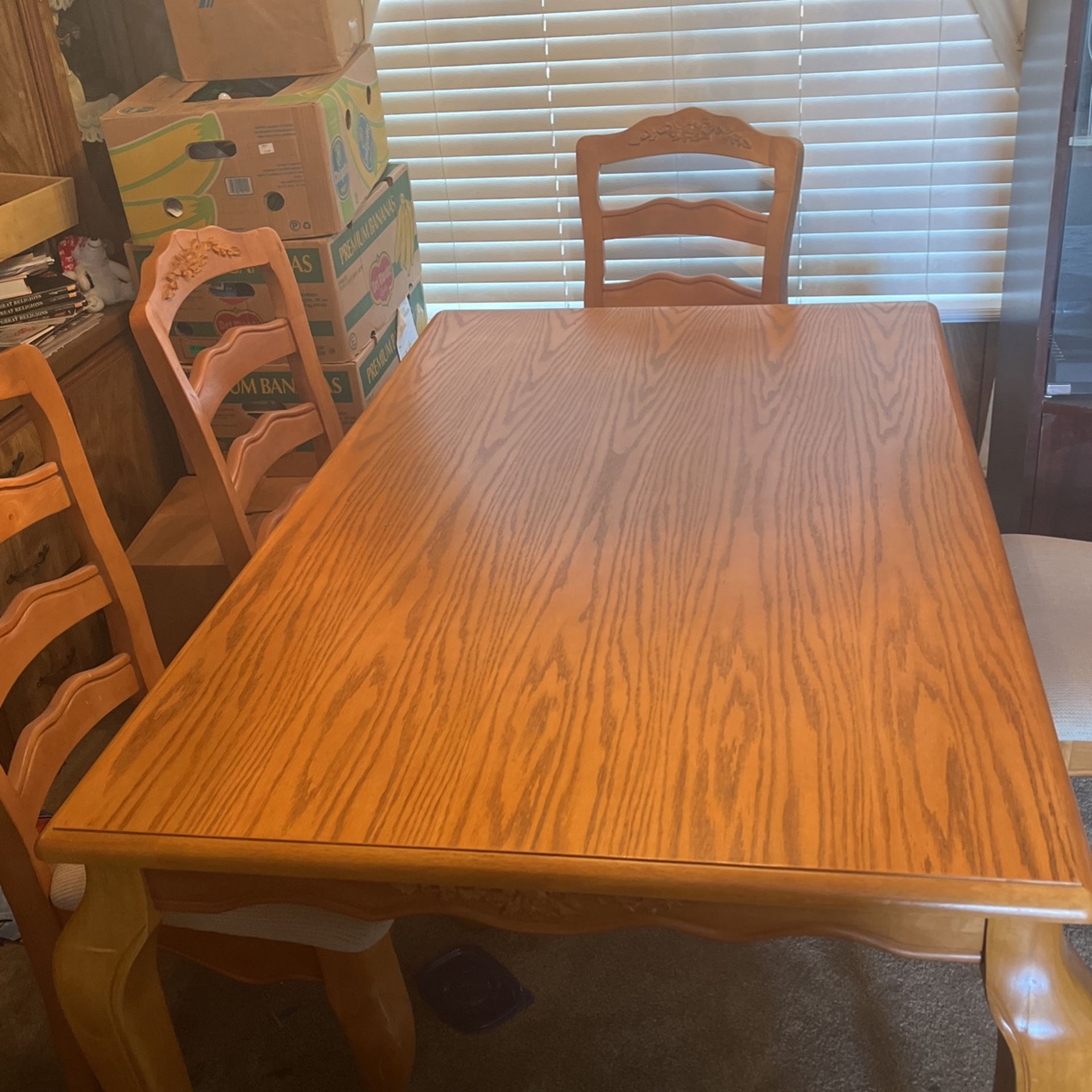 Wood Table With Six Chairs