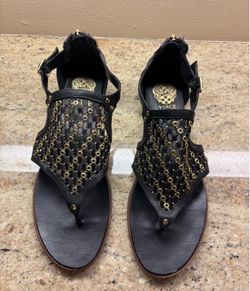 Women’s Black & Gold Zip Up Vince Camuto Sandals Size 11