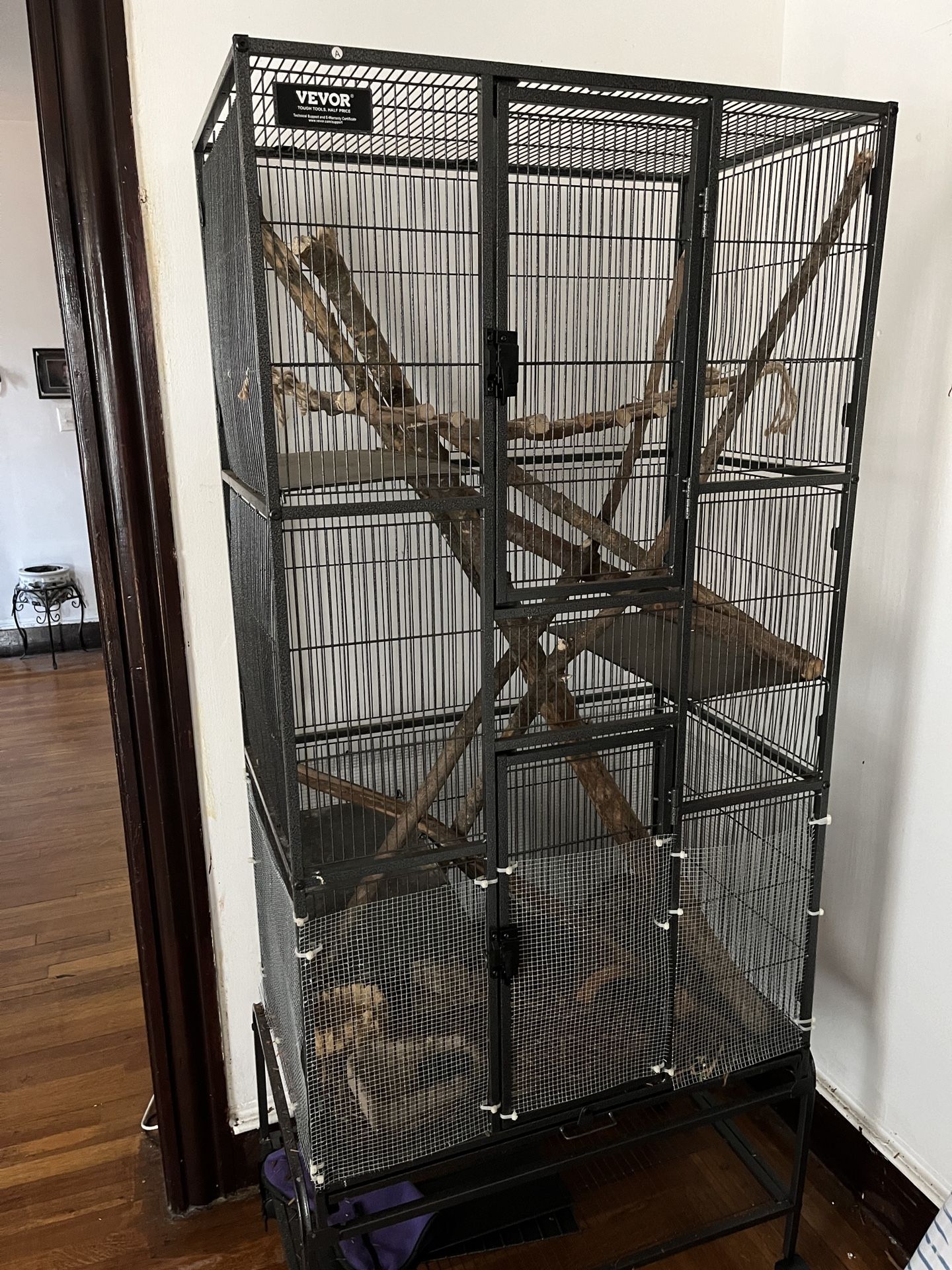 VEVOR 69" Metal Small Animal Cage 4-Tier Rolling Lizard Or Ferret Cage with Tray 3 Ramps
