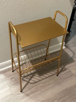 Gold Record Player Stand / Vinyl Storage Table – Like New