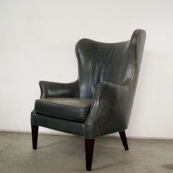 Mid Century Modern Style Butterfly Wingback Leather Arm Chair 