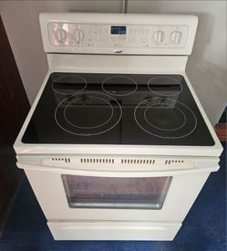 Like New 🔥🔆♨️☆Whirlpool☆♨️🔆🔥 Bisque Glass Top Stove