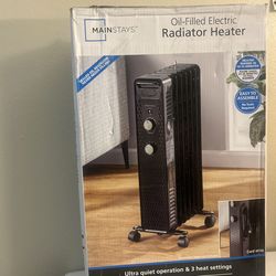 1500W Mainstays Mechanical Oil Filled Electric Radiator Heater Black