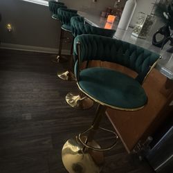4 Bar stools For Sale (Green) (Adjustable Height)